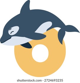 Esta alegre orca se deleita mientras salta a través de un anillo de oro, mostrando un espíritu juguetón