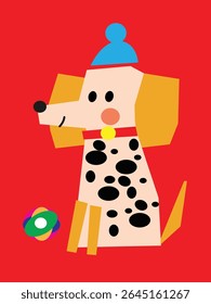 This cheerful children’s painting features a fluffy poodle with a pink bow and curly fur. A perfect friend for playful adventures