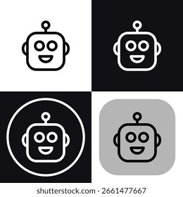 This cheerful robot icon represents AI, perfect for technology-related projects. Its simple design is versatile and easily adaptable.