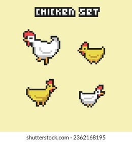 this is chicken icon in pixel art with simple color and white background this item good for presentations,stickers, icons, t shirt design,game asset,logo and your project.