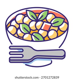 Este icono de ensalada de garbanzos es adecuado para comida vegana, etc.