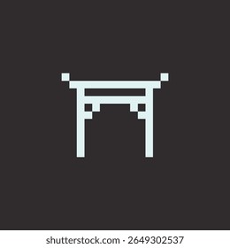 Dies ist chinesische Architektur-Symbol in Pixel-Kunst mit weißer Farbe und schwarzem Hintergrund dieser Artikel gut für Präsentationen, Aufkleber, Symbole, T-Shirt-Design, Spiel Asset, Logo und Ihr Projekt.