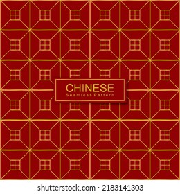 This is the Chinese Seamless Geometric Background Pattern Design In Red Color and Golden Color 