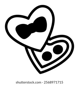 This Chocolate heart box icon is suitable for Valentine, Wedding, Romance, etc.