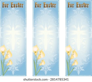 This Christian Easter bookmark vector illustration features a vertical religious design with a white cross, beautiful yellow lilies, and a peaceful blue background. The artwork represents Easter celebration, Christian faith, resurrection, hope, spirituality, and religious devotion. Designed as a printable bookmark format, this illustration is ideal for church materials, holy greeting cards, Bible study resources, Easter events, Sunday school programs, and faith-based creative projects.

The design combines important catholic symbols to create a meaningful Eastertide message. The white cross represents the central symbol of Christianity, faith, sacrifice, and resurrection, while the yellow lilies symbolize purity, renewal, hope, and new life. Together, these elements create a peaceful and inspirational design suitable for Eastertime worship and holy celebrations.

Easter is one of the most important celebrations in Christianity, commemorating the resurrection of Jesus Christ and representing themes of faith, forgiveness, renewal, and eternal hope. This bookmark artwork visually communicates these spiritual messages through simple yet powerful imagery.

The vertical bookmark format makes the design practical and versatile. It can be printed and used as a religious keepsake, church gift, Bible marker, Sunday school activity, or Eastertime greeting item. The elegant composition allows it to function both as a decorative piece and a meaningful reminder of faith.

The artwork represents several important holy and spiritual themes, including:

Eastertime celebration
Christian trust
Resurrection of Jesus Christ
Holy cross
Religious devotion
Spiritual hope
Church events
Bible study
Faith-based illustration
Eastertime worship
Spiritual gifts
Christian holidays
Renewal and new life