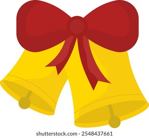 This Christmas bell design has 2 yellow bells and there is also a red ribbon