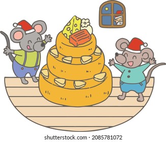 This is a Christmas illustration. Animal characters are enjoying Christmas.