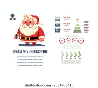 This Christmas infographic template features a vibrant illustration of Santa Claus, designed to enhance your holiday communications