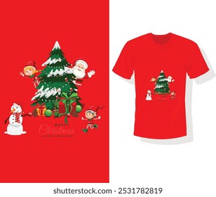 This Christmas and New Year T-shirt graphic design combines a modern flare with festive charm