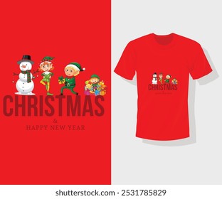 This Christmas and New Year T-shirt graphic design combines a modern flare with festive charm