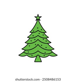 This Christmas tree icon vector illustration captures the essence of the holiday season with its elegant design and vibrant colors. Perfect for festive decorations, greeting cards, or digital media, t