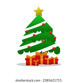 This Christmas tree with presents vector is the perfect addition to your holiday designs. 