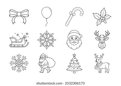 This Christmas vector icon set features a collection of festive holiday icons perfect for your seasonal design needs. From Christmas trees and snowflakes to gifts and Santa hats, these icons are ideal