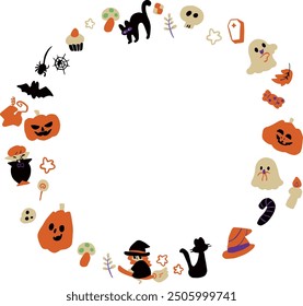 This is a circle frame material using Halloween illustration.