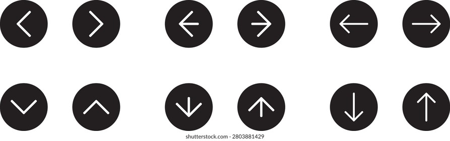 This circular arrow icon set includes clean and modern navigation buttons featuring left, right, up, and down directional arrows in multiple outline styles. Designed for web interfaces, mobile applications, dashboards, software, presentations, infographics, and user experience projects, these scalable vector icons provide a professional look with fully editable strokes for seamless customization in both digital and print designs.

#ArrowIcons #CircularIcons #RoundButtons #Navigation #Direction #Chevron #OutlineIcons #MinimalDesign #UI #UX #Vector #WebDesign #MobileApp #Interface #Dashboard #Editable #LinearIcons #IconSet #GraphicDesign #DigitalAssets