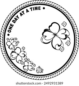 This circular coin features an intricate floral pattern with the inspiring phrase 'One Day at a Time' inscribed. Perfect for motivational gifts, keepsakes, and decorative items.