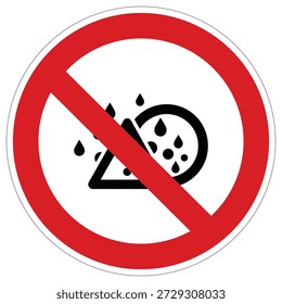Esta señal circular de regulación indica que no está permitido rociar líquidos o dispersar productos químicos, adecuados para entornos industriales o de laboratorio sensibles.