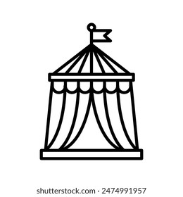 This is a circus tent icon with a simple outline style.