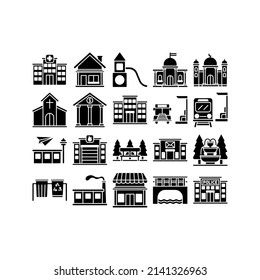 this is a city facilities set icon using solid style