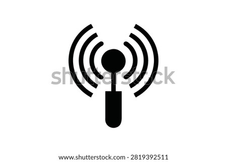 This classic antenna with signal waves represents WiFi, wireless connection, and seamless internet access.