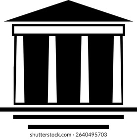 This is a classic, black and white, graphic illustration of a Greek-style temple.