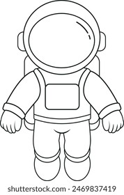 Esta clásica Ilustración vectorial en blanco y negro cuenta con un astronauta vestido de traje espacial flotando en el espacio.