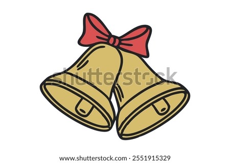 This classic Christmas bell icon, complete with a red bow, is perfect for adding a touch of holiday cheer to your designs. Use it for cards, invitations, website graphics, or any creative project.