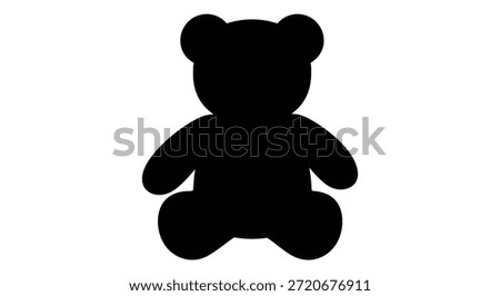 This is a classic teddy bear design, notable for its bold, black silhouette style.