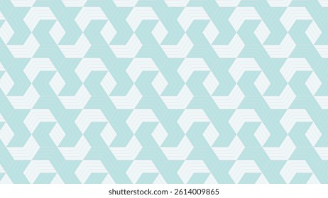 This clean design features interlocking hexagonal shapes in soft mint and white, creating a fresh, modern aesthetic that adds a serene and airy feel to any space.