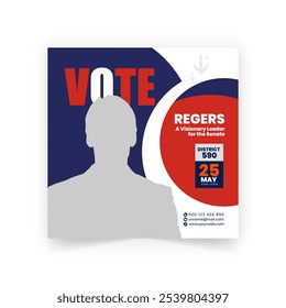 This is a clean eye-catchy professional Political Election Social Media Post Banner Template suitable for all. Easy to edit, all you need to know is the very basics of Illustrator to change the text.