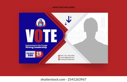 This is a clean eye-catchy professional Political Election Social Media Post Banner Template suitable for all. Easy to edit, all you need to know is the very basics of Illustrator to change the text.