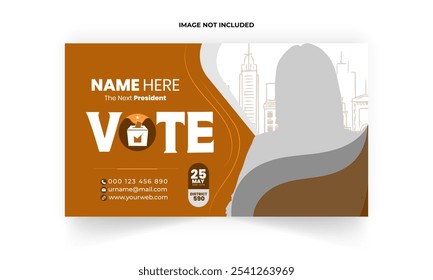 This is a clean eye-catchy professional Political Election Social Media Post Banner Template suitable for all. Easy to edit, all you need to know is the very basics of Illustrator to change the text.
