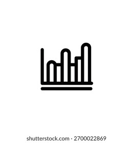 Este icono de línea limpia presenta un gráfico de barras ascendente. El gráfico tiene dos líneas base para énfasis, ideal para plataformas digitales, presentaciones o diseños.