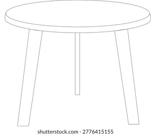 This is a clean and minimal table outline design, created with a modern and professional look in mind. The design features a round tabletop with simple, well-balanced legs, giving it a sleek and elegant appearance. The smooth and precise line work makes it visually light and easy to integrate into various design projects.