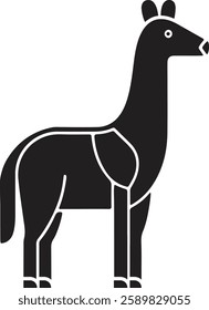 This is a clean, minimalist black silhouette of a llama.