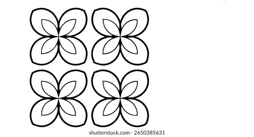 This clean, minimalist design showcases a symmetrical arrangement of four interconnected, abstract shapes resembling petals or wings, creating a repeating tessellation.