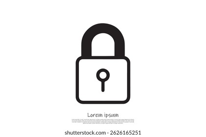 This clean, minimalist icon displays a black padlock with a keyhole, set against a transparent background for versatile use in designs.