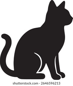 This is a clean, minimalist silhouette of a cat sitting.