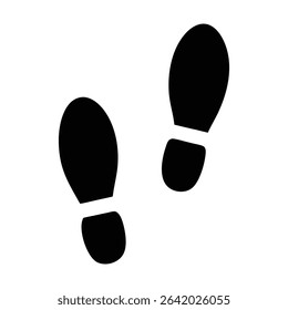 This clean, minimalist vector graphic features two distinct shoe prints, outlined in black against a white background.	