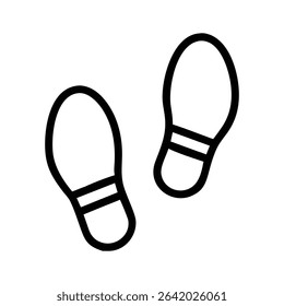 This clean, minimalist vector graphic features two distinct shoe prints, outlined in black against a white background.	