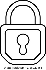 Este es un gráfico de contorno limpio de un candado, un símbolo universal de seguridad, protección y protección. Ideal para su uso en medios digitales e impresos relacionados con la ciberseguridad, la privacidad, el control de acceso y el almacenamiento seguro.