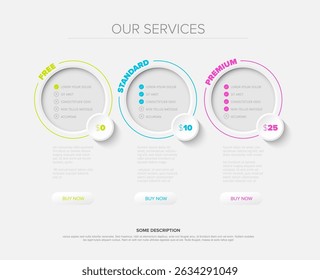 This clean pricing table template compares different digital services effectively. Choose the best plan for your business, showcasing services with clear pricing in this pricing table design.