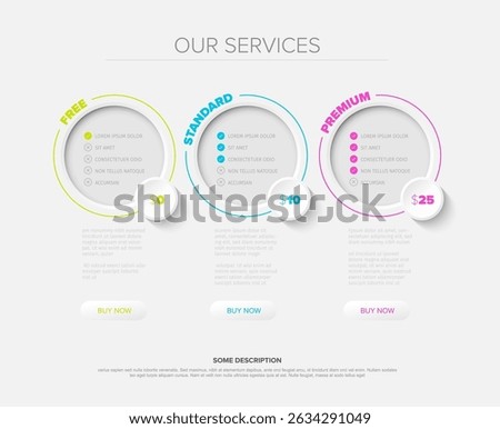 This clean pricing table template compares different digital services effectively. Choose the best plan for your business, showcasing services with clear pricing in this pricing table design.