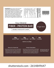 This clean and professional Protein Bar Label Template is designed for brands looking to showcase a modern, high-performance nutritional product.