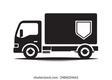 This clean and simple delivery truck silhouette vector features a minimalist design, perfect for transportation and logistics projects.