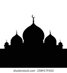 This is a clean, simple silhouette of a mosque, perfect for representing Islamic architecture.