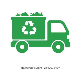 This clean vector EPS features a green recycle truck, symbolizing efficient waste collection and environmental responsibility. Ideal for municipal and eco-friendly designs.