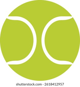 This clean vector graphic depicts a bright, lime-green tennis ball.