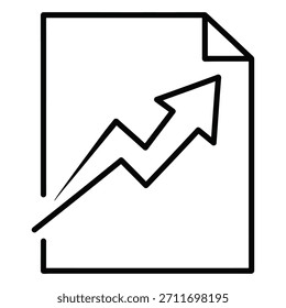 Este esquema de Vector limpio ilustra un documento con una flecha de tendencia ascendente, que significa crecimiento y progreso.