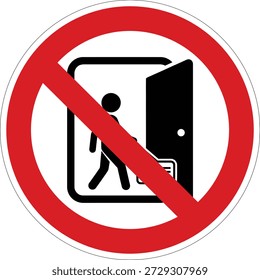 Este ícone claro avisa contra entrada ou saída não autorizada, mostrando uma pessoa passando por uma porta, impondo restrições de acesso.